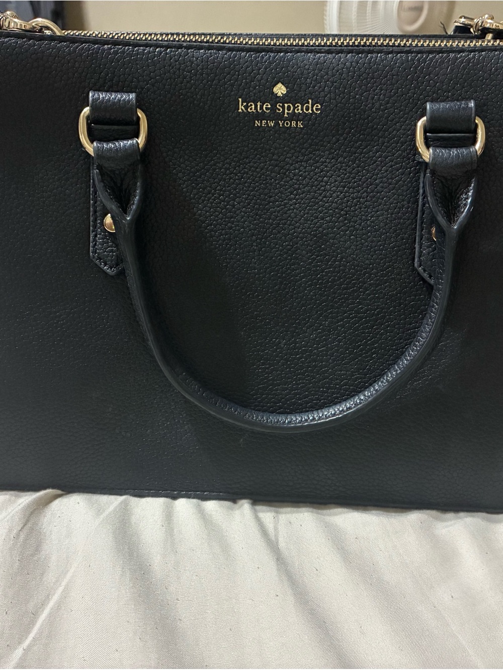 kate spade Black Pebbled Leather Tote with Gold Hardware